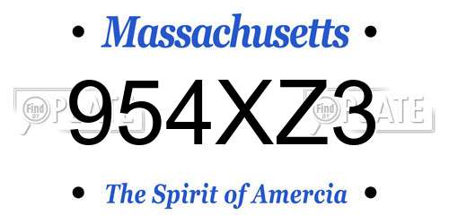 954XZ3 Massachusetts License Plate
