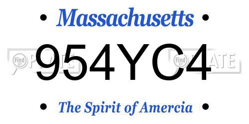 954YC4 Massachusetts License Plate