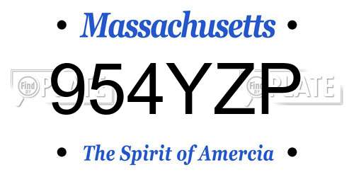 954YZP Massachusetts License Plate