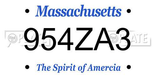954ZA3 Massachusetts License Plate