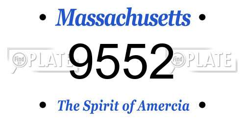 9552 Massachusetts License Plate