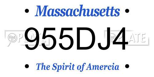 955DJ4 Massachusetts License Plate
