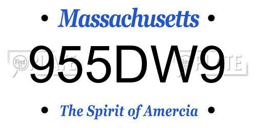 955DW9 Massachusetts License Plate