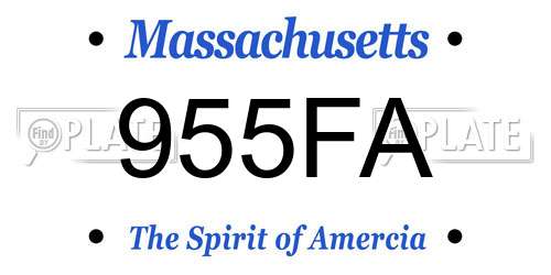 955FA Massachusetts License Plate