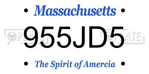 955JD5 Massachusetts License Plate