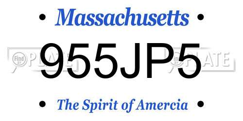955JP5 Massachusetts License Plate
