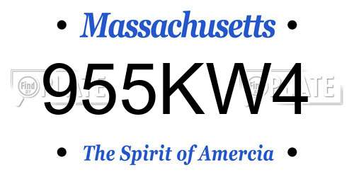 955KW4 Massachusetts License Plate