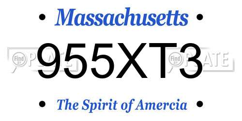 955XT3 Massachusetts License Plate