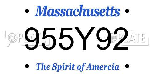 955Y92 Massachusetts License Plate