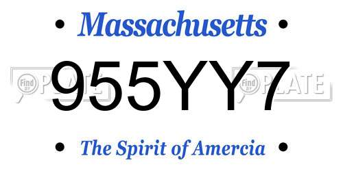 955YY7 Massachusetts License Plate