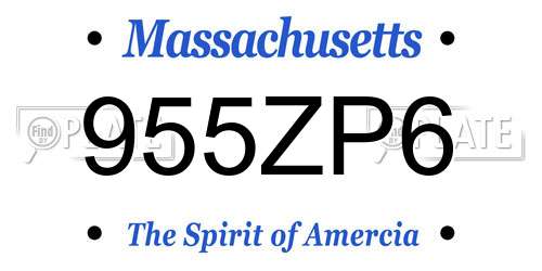 955ZP6 Massachusetts License Plate