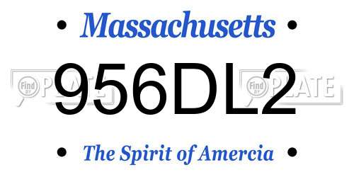 956DL2 Massachusetts License Plate