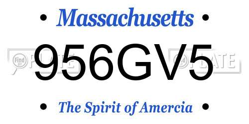 956GV5 Massachusetts License Plate