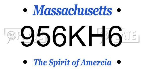 956KH6 Massachusetts License Plate