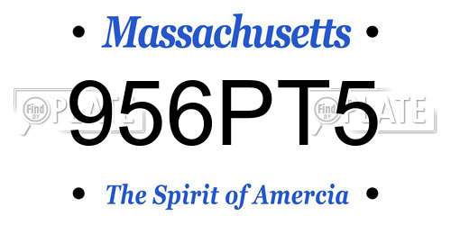 956PT5 Massachusetts License Plate