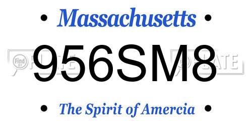 956SM8 Massachusetts License Plate
