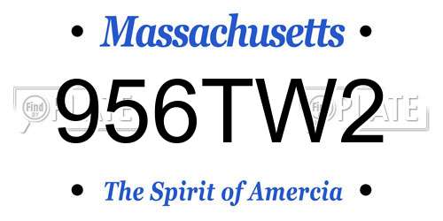 956TW2 Massachusetts License Plate