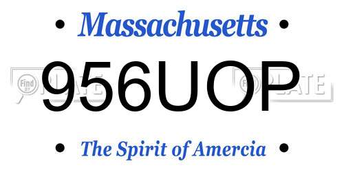 956UOP Massachusetts License Plate