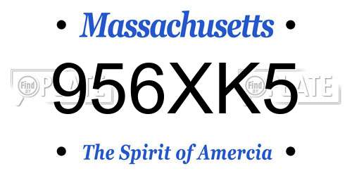956XK5 Massachusetts License Plate