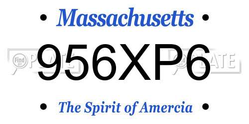 956XP6 Massachusetts License Plate