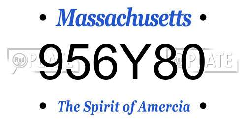 956Y80 Massachusetts License Plate