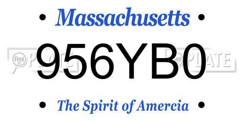 956YB0 Massachusetts License Plate