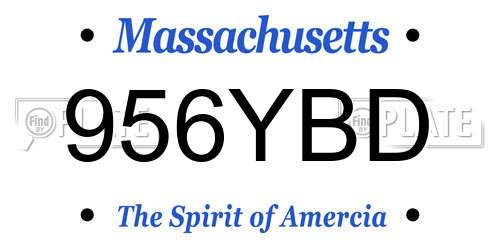 956YBD Massachusetts License Plate