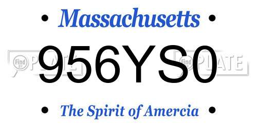 956YS0 Massachusetts License Plate