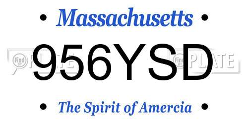 956YSD Massachusetts License Plate
