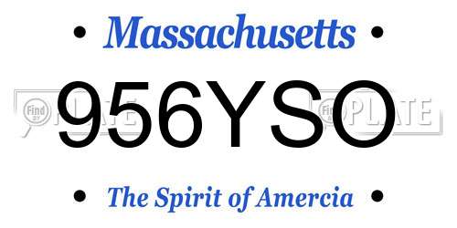 956YSO Massachusetts License Plate