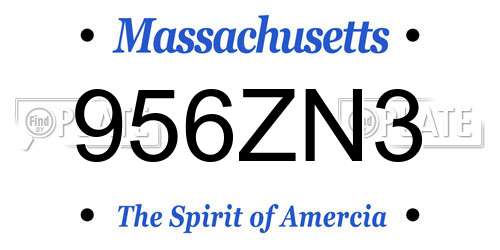 956ZN3 Massachusetts License Plate
