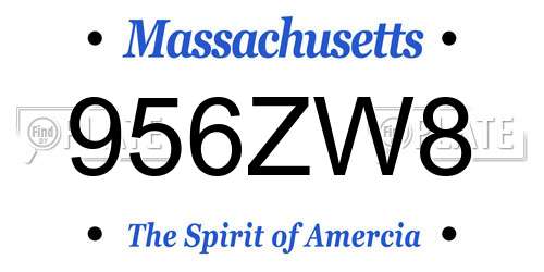 956ZW8 Massachusetts License Plate