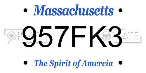 957FK3 Massachusetts License Plate