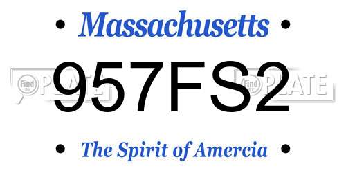 957FS2 Massachusetts License Plate
