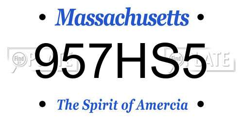 957HS5 Massachusetts License Plate