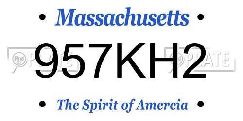 957KH2 Massachusetts License Plate