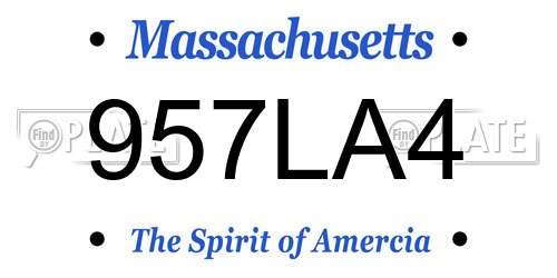 957LA4 Massachusetts License Plate
