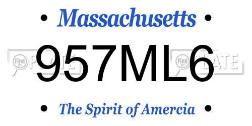 957ML6 Massachusetts License Plate