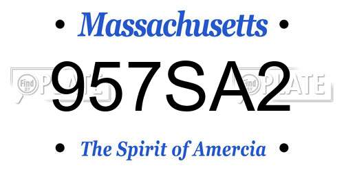 957SA2 Massachusetts License Plate