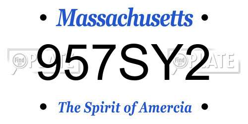 957SY2 Massachusetts License Plate