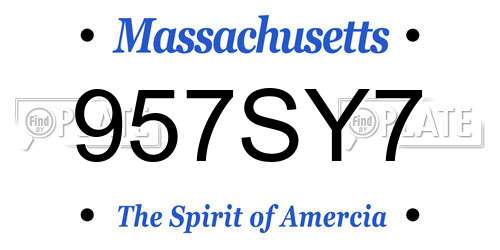 957SY7 Massachusetts License Plate