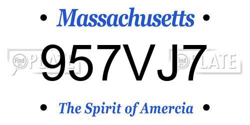 957VJ7 Massachusetts License Plate