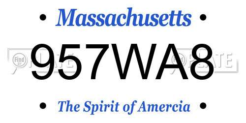 957WA8 Massachusetts License Plate