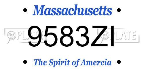 9583ZI Massachusetts License Plate