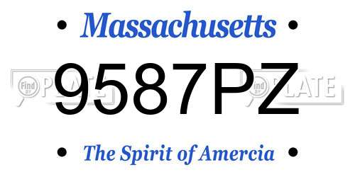 9587PZ Massachusetts License Plate