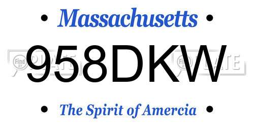 958DKW Massachusetts License Plate