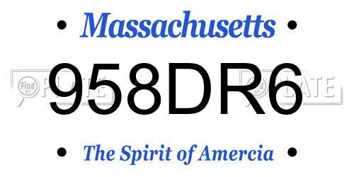 958DR6 Massachusetts License Plate