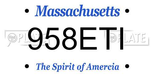 958ETI Massachusetts License Plate