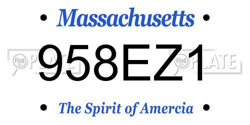 958EZ1 Massachusetts License Plate