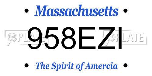 958EZI Massachusetts License Plate